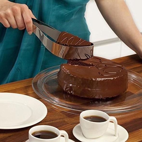 2 en 1 Coupe-gâteau en Acier Inoxydable Serveur à Gâteau