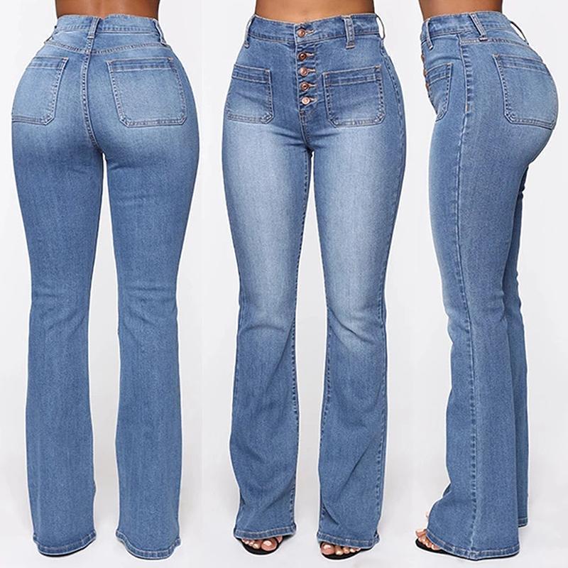 Jean Délavé à Taille Haute pour Femmes