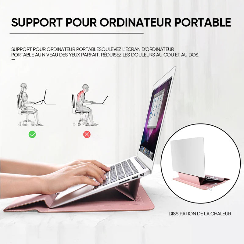 Housse pour ordinateur portable Housse en cuir avec support réglable