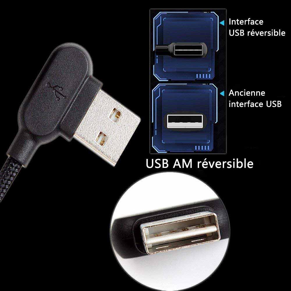 90 Dégrée Câble de Chargeur en Nylon Tressé