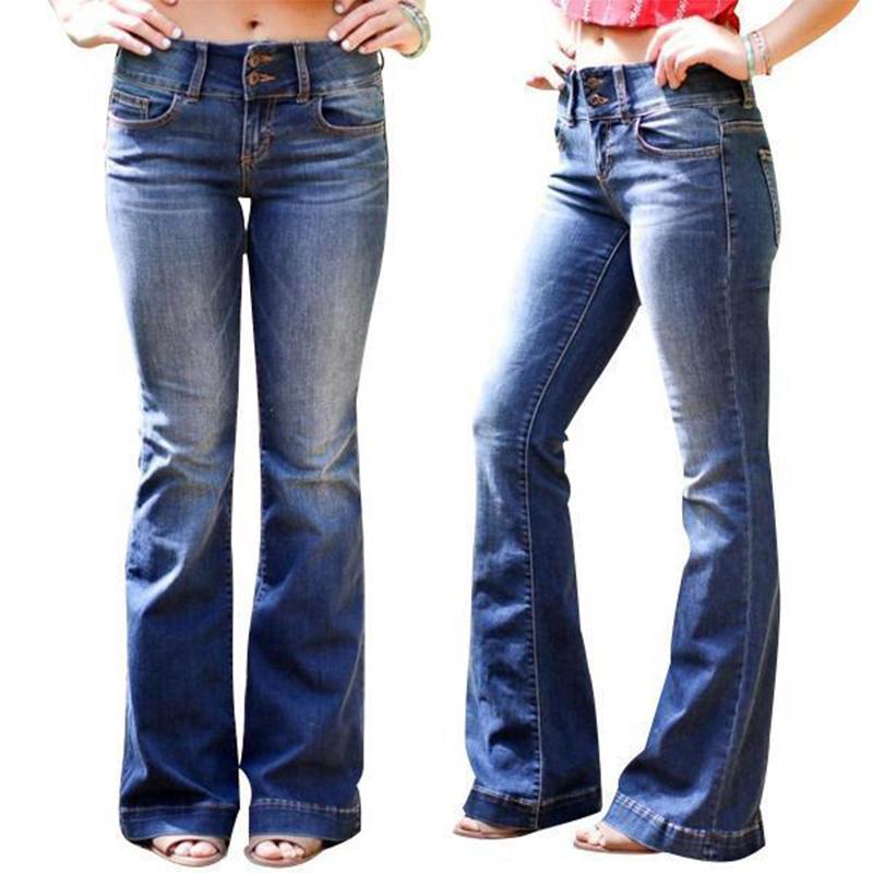 Femmes Mode Taille Haute Jeans Évasé
