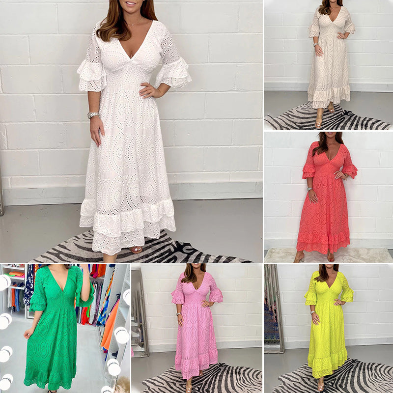 đSpĂ©cial Ă©tĂ©đRobe brodĂ©e ample Ă taille haute