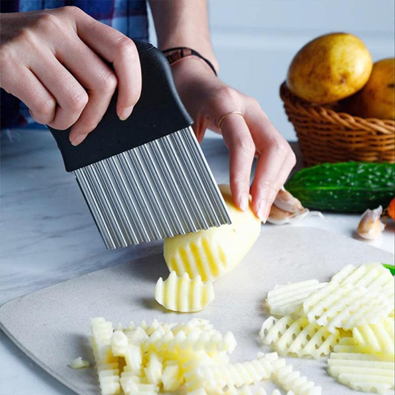 Coupe-frites à Lame Ondulée en Acier Inoxydable