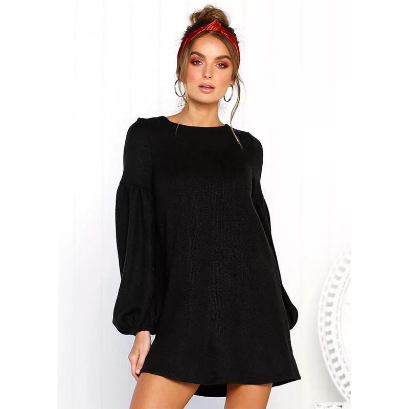 Robe décontractée pour femme pull en tricot à col rond