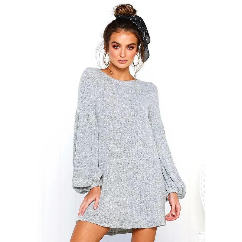 Robe décontractée pour femme pull en tricot à col rond