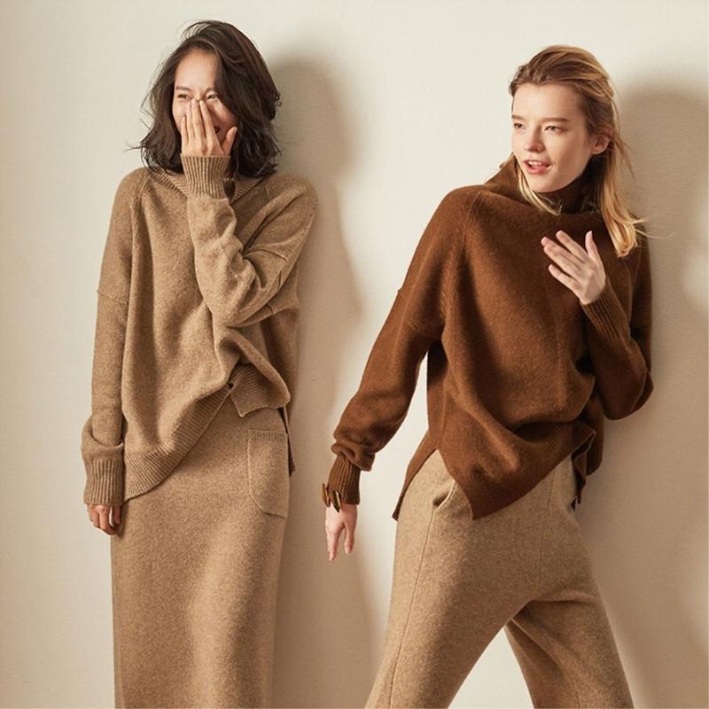 Pull en tricot avec col roulé dames