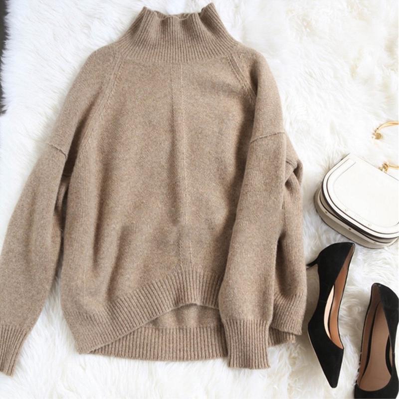 Pull en tricot avec col roulé dames