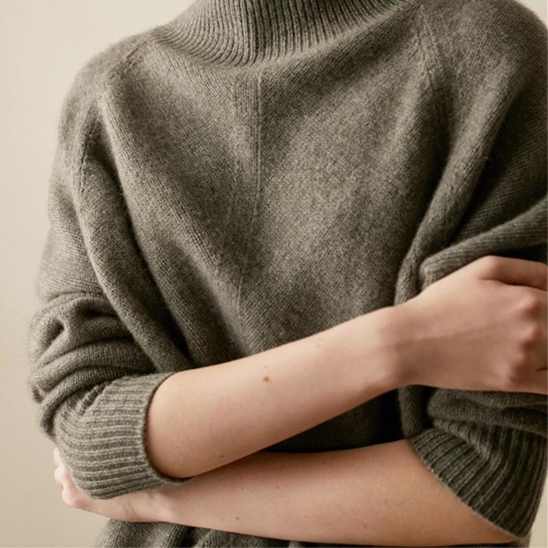 Pull en tricot avec col roulé dames