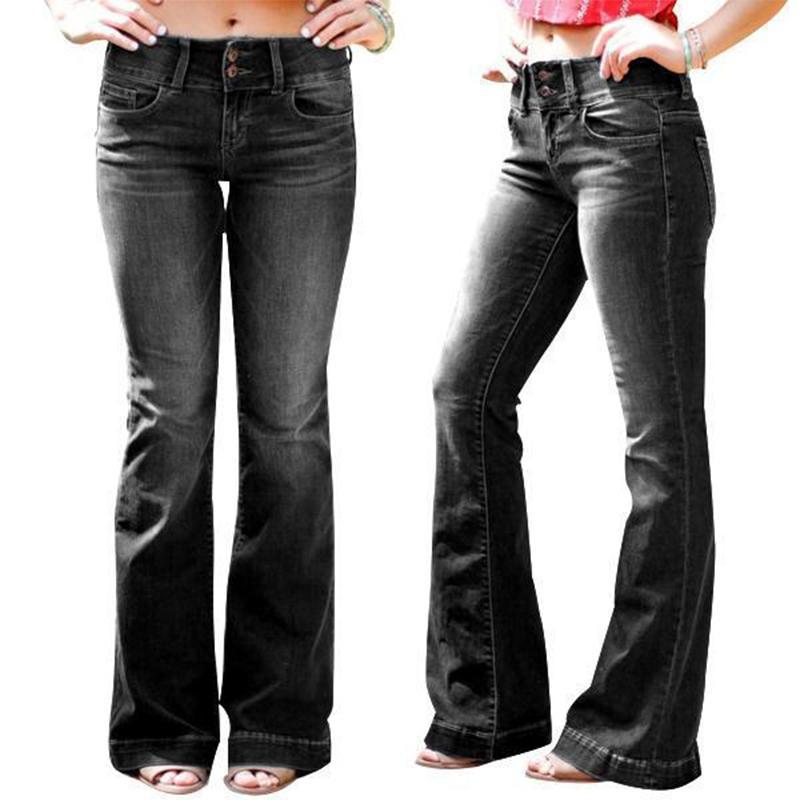 Femmes Mode Taille Haute Jeans Évasé