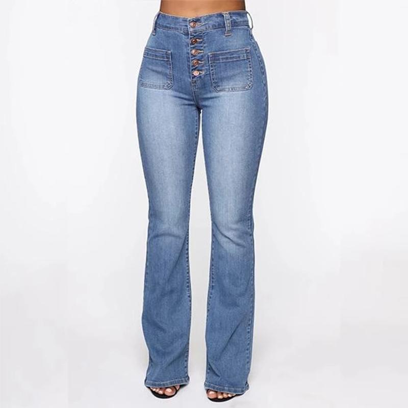 Jean Délavé à Taille Haute pour Femmes