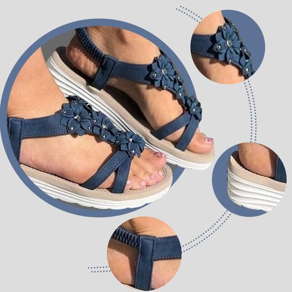 Sandales Compensées à Fleurs pour L'été