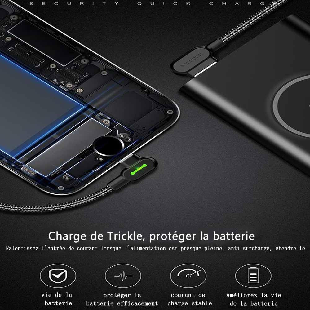 90 Dégrée Câble de Chargeur en Nylon Tressé