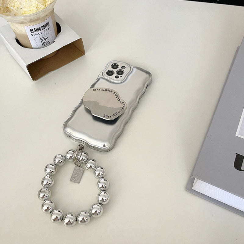 Étui à Coussin d'Air avec Bracelet Boule en Argent Mat pour IPhone