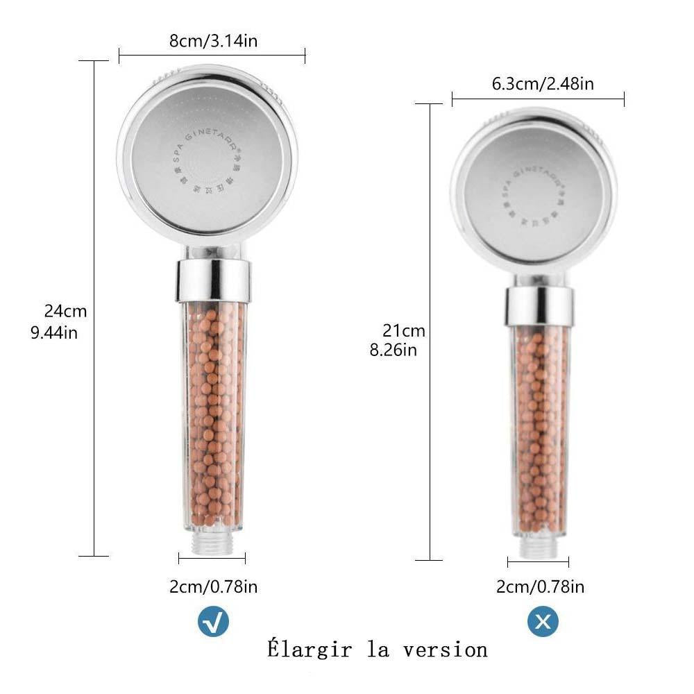 Pomme de Douche A Main 3 Voies Avec Billes Minerales