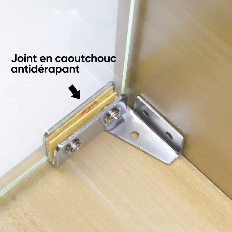 Charnière en verre rotative en forme de L