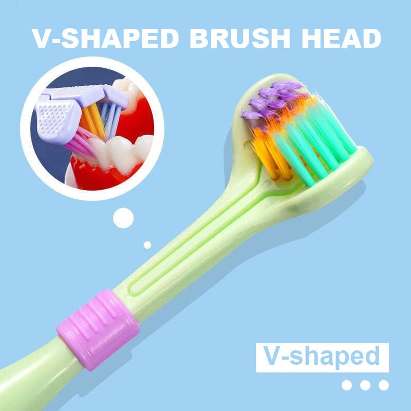Brosse à dents à trois côtés en forme de V