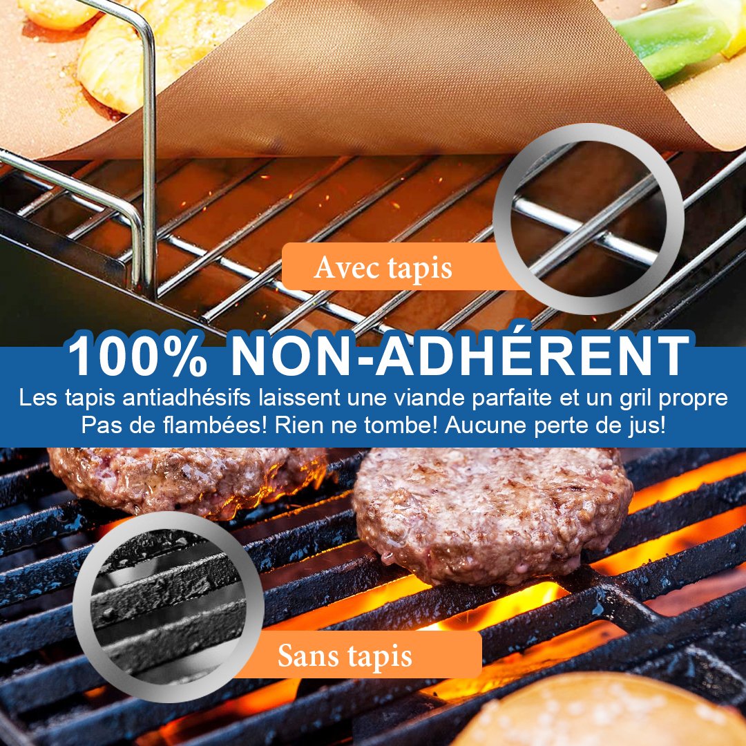 Hirundo 2Pcs Tapis de Cuisson De Gril Résistant à la Chaleur