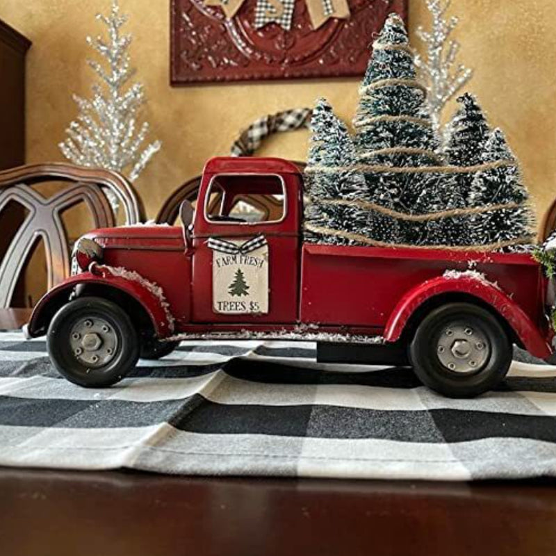 🎄Vente de Noël🔥Pièce maîtresse de Noël de camion de ferme rouge