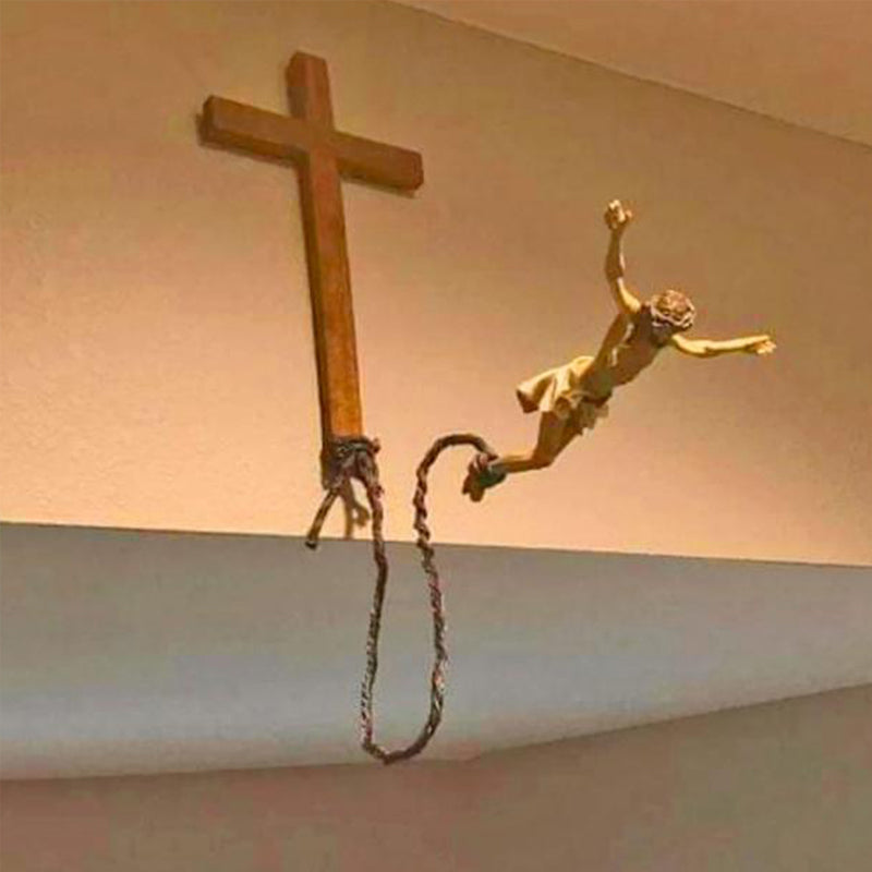 Décoration religieuse de Jésus de saut à l'élastique