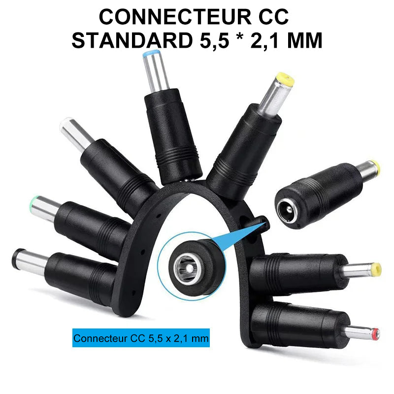 Adaptateur d'alimentation CC universel 8 en 1