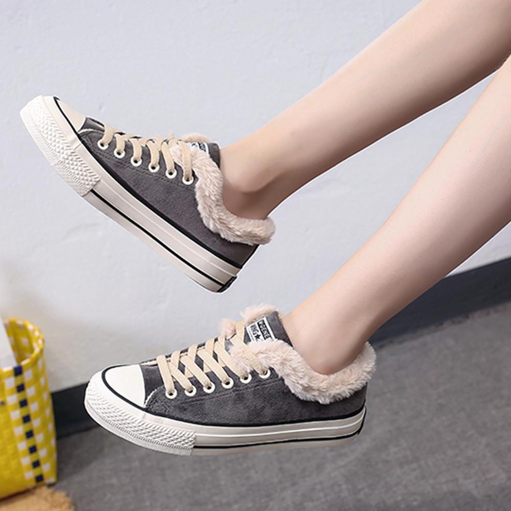 Chaussures de sport en fourrure hiver pour femmes