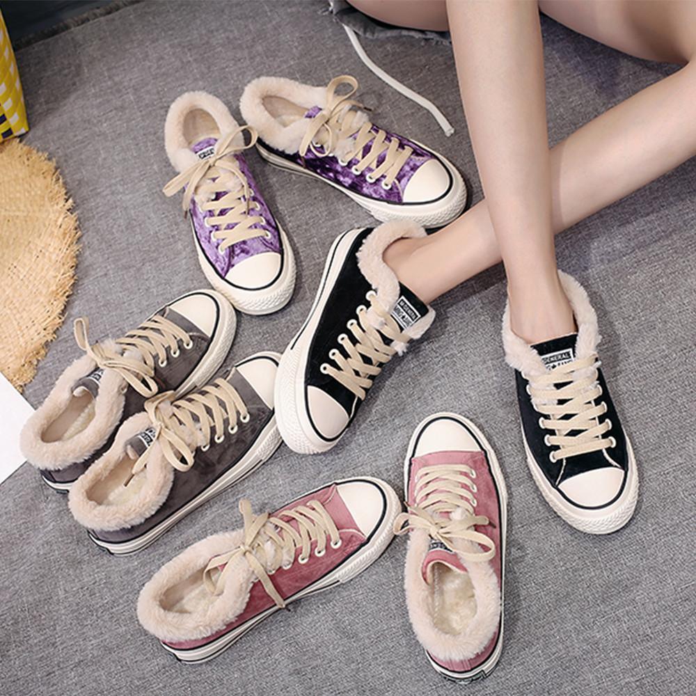 Chaussures de sport en fourrure hiver pour femmes