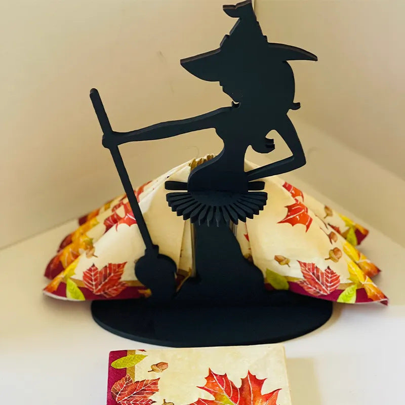 Ornement de porte-serviettes en bois de sorcière d'Halloween