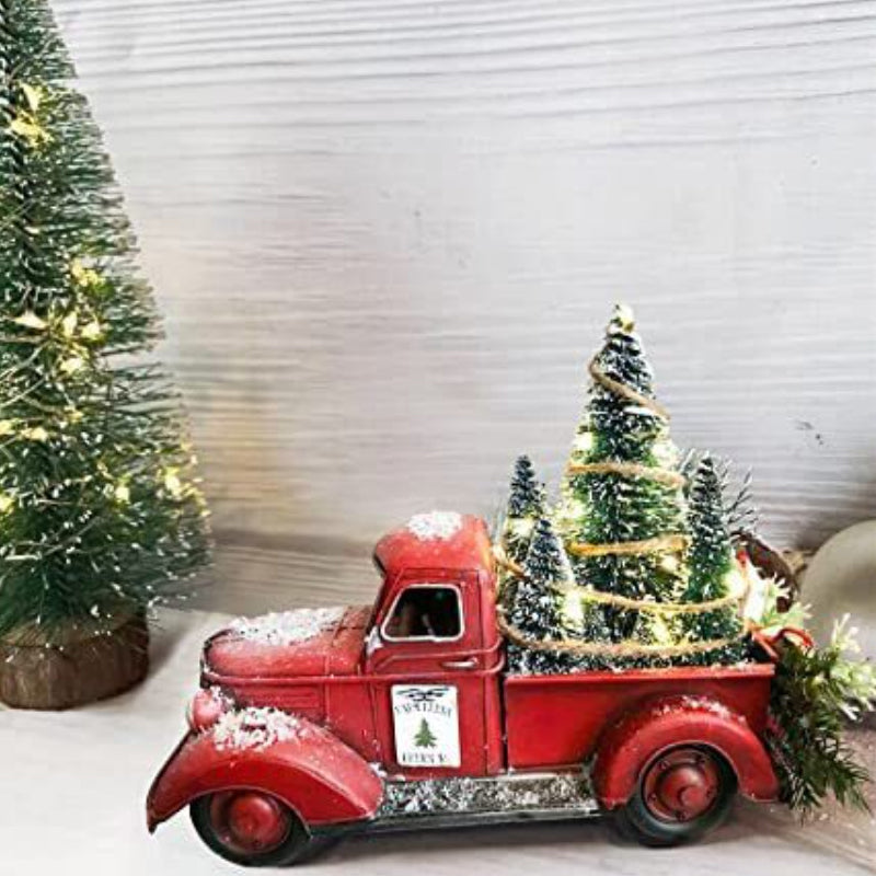 🎄Vente de Noël🔥Pièce maîtresse de Noël de camion de ferme rouge