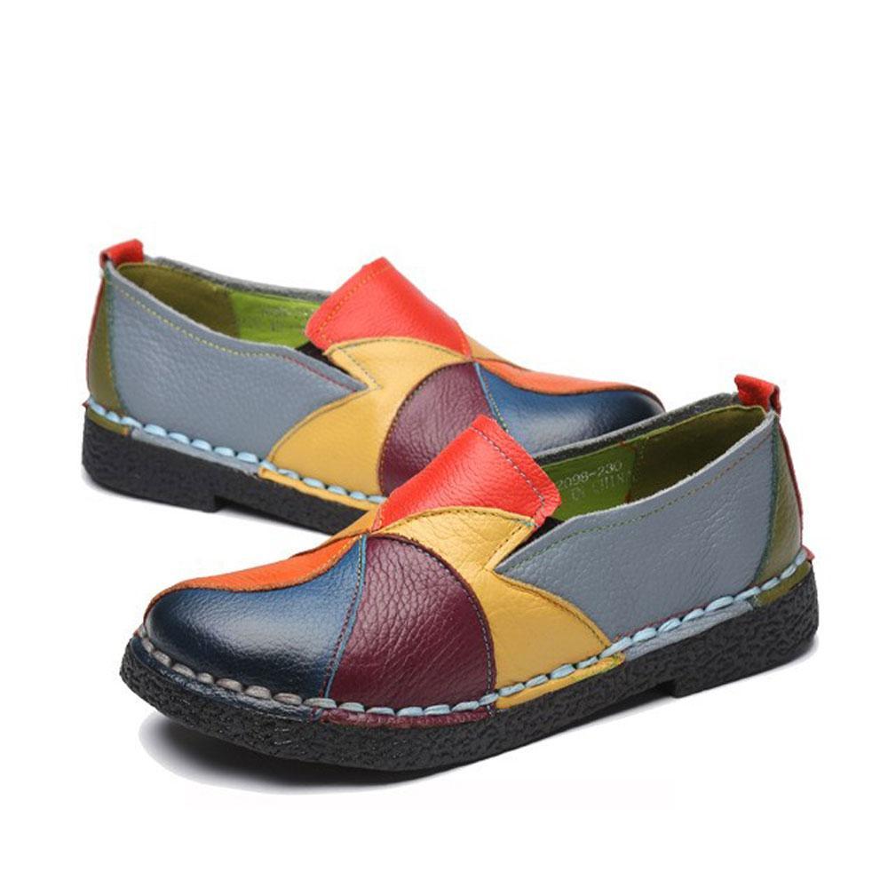 Casuel Confort Chaussures Plates en Cuir pour Femmes