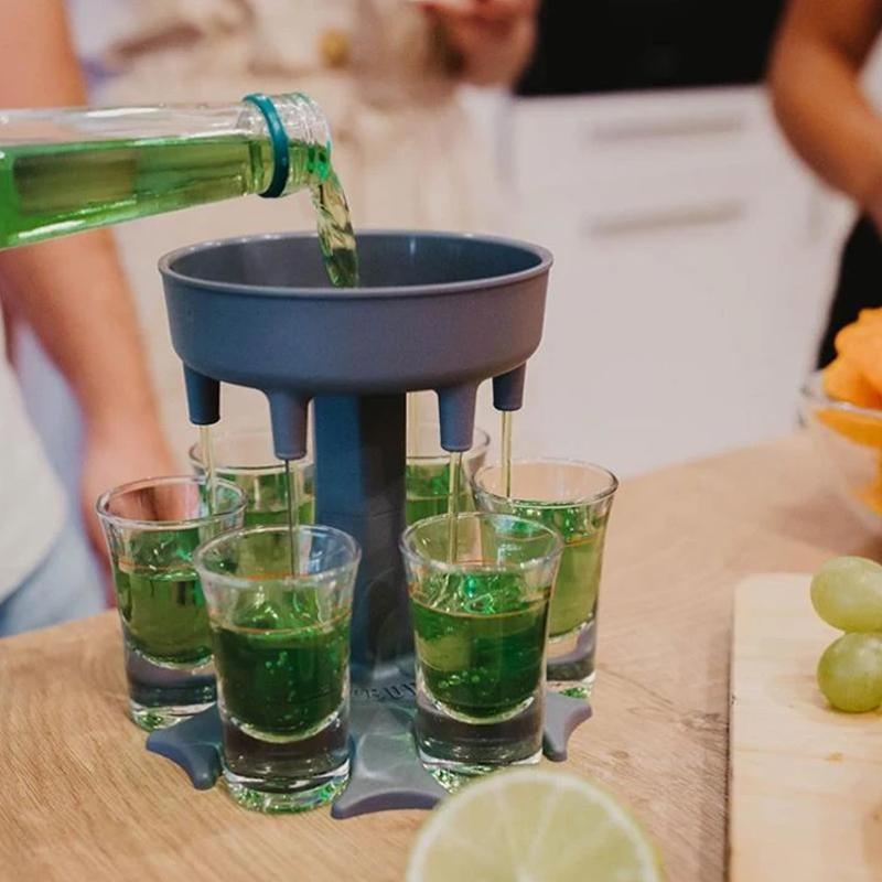 2 en 1 Distributeur et Support de Verre, 6 Coups