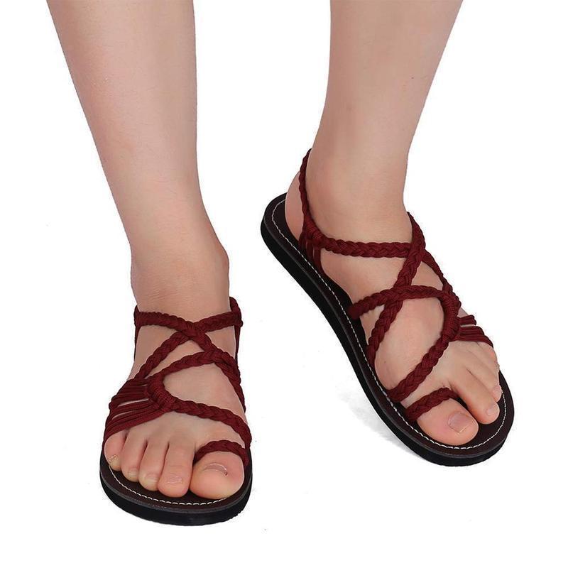 Sandales Tressées Confortable à la Mode