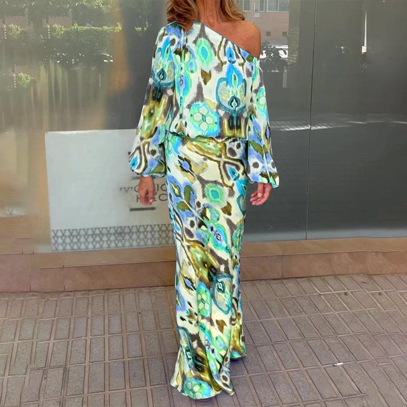 đ„ SpĂ©cial Ă©tĂ© đ„Ensemble de Robes AsymĂ©triques au Motif Abstrait