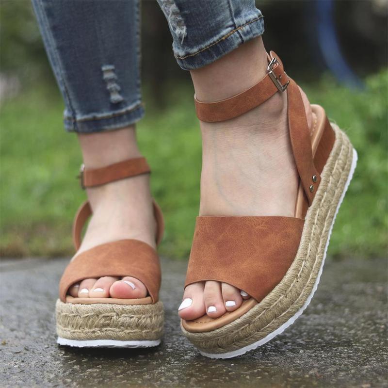 Peep Toe Sandales Compensées