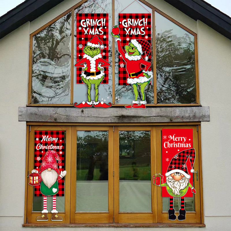 Décoration de Noël Drapeau de Jardin de Poupée Sans Visage Grinch Suspendu