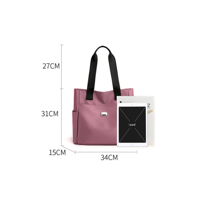 Sac à main polyvalent simple en nylon de couleur unie avec une grande capacité