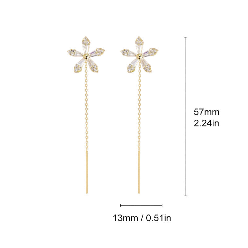 Boucles d'Oreilles Fleur à Franges Brillantes