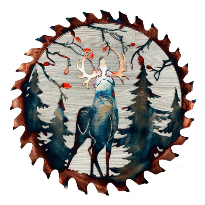 Art Mural en Métal Découpé à la Lame de Scie à Cerf