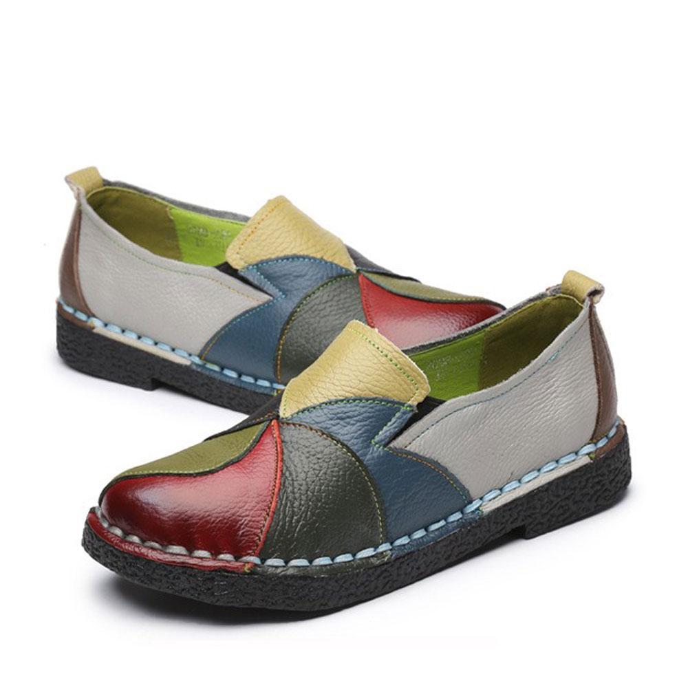 Casuel Confort Chaussures Plates en Cuir pour Femmes