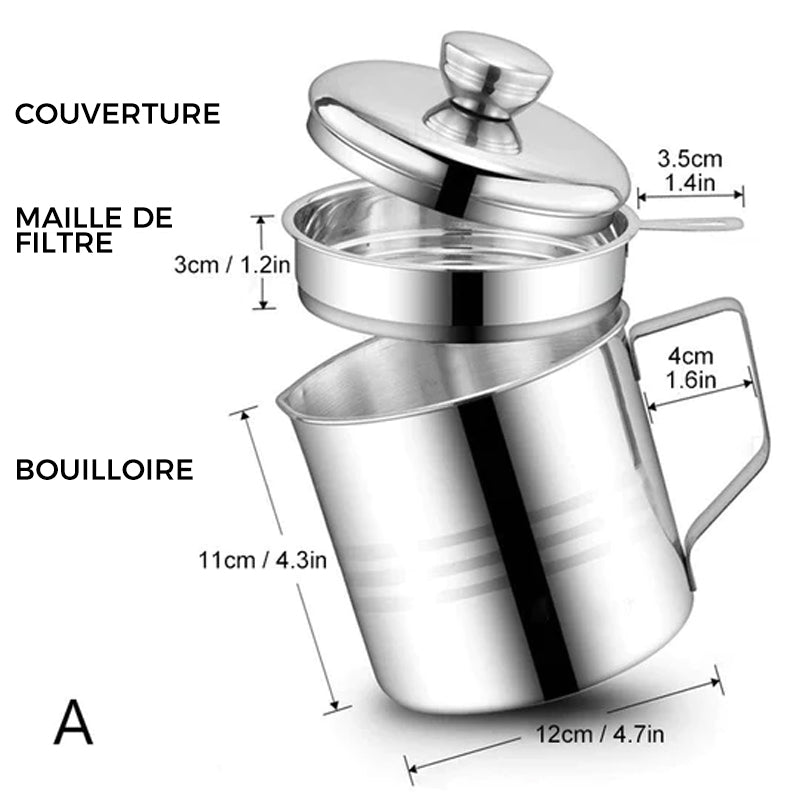 Récipient à graisse domestique avec crépine