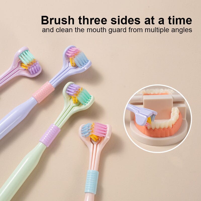 Brosse à dents à trois côtés en forme de V