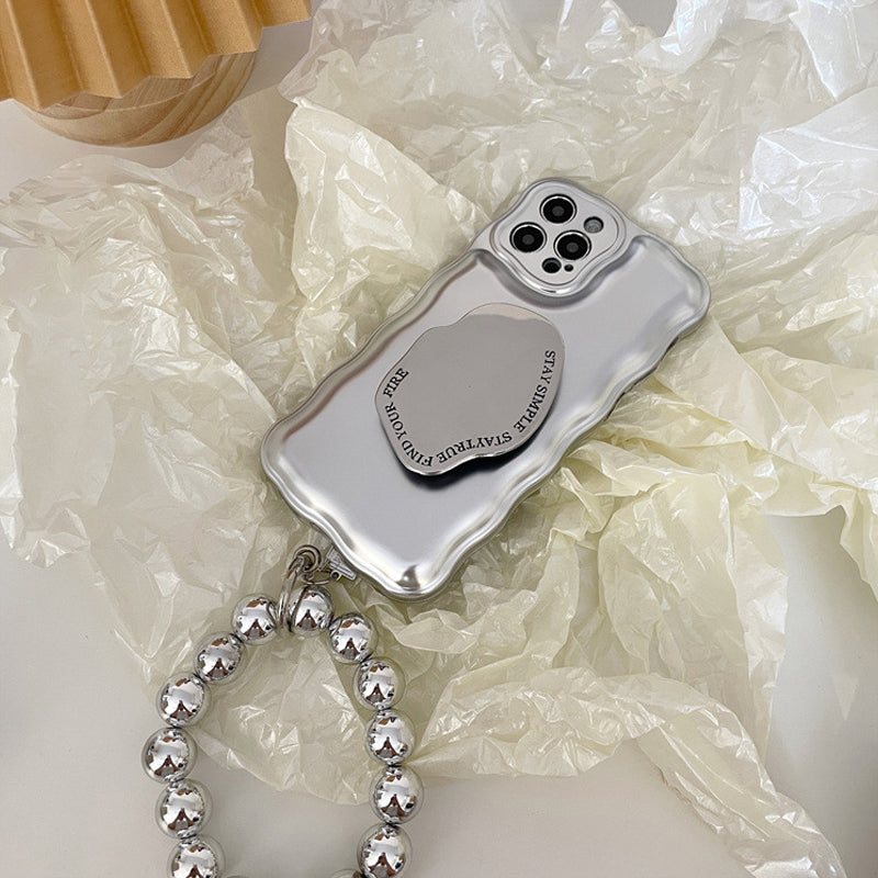 Étui à Coussin d'Air avec Bracelet Boule en Argent Mat pour IPhone