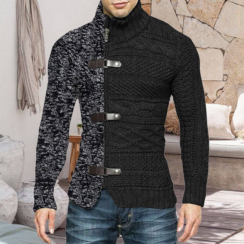 Cardigan en Tricot à Boutons En Cuir