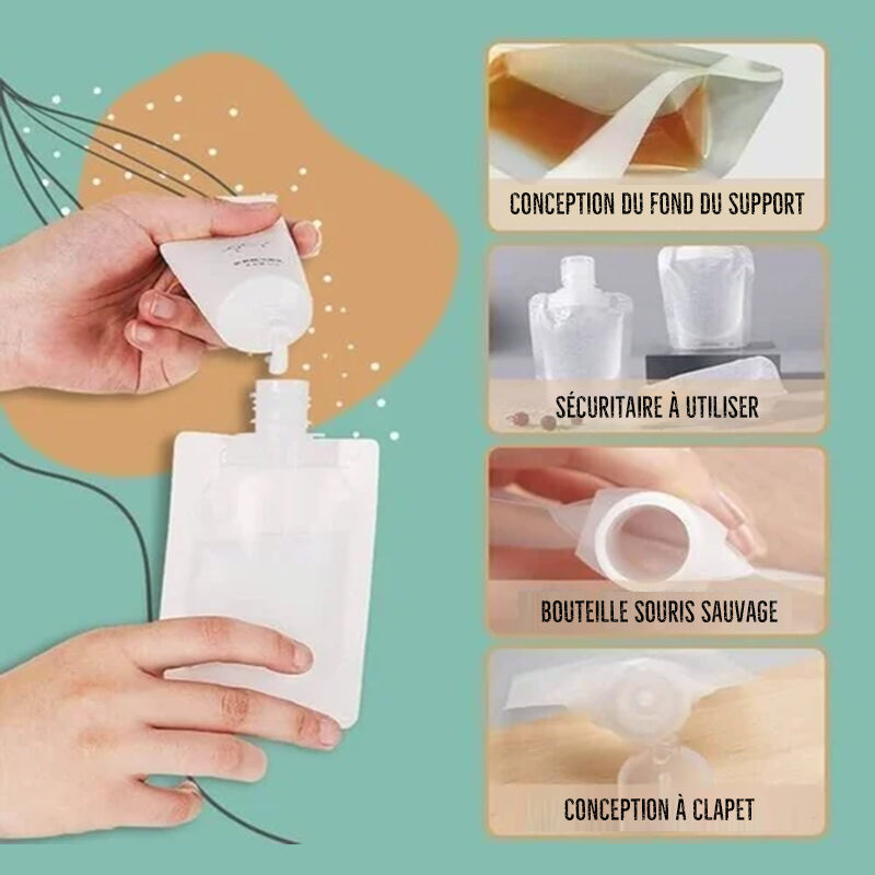Sac d'emballage de distribution de fluide de voyage portable(10 Pcs)