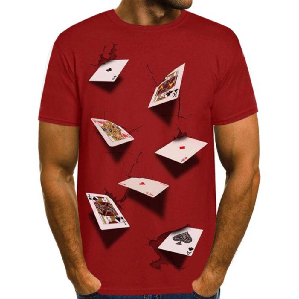 T-Shirt Avec 3D Impression Jouer Aux Cartes