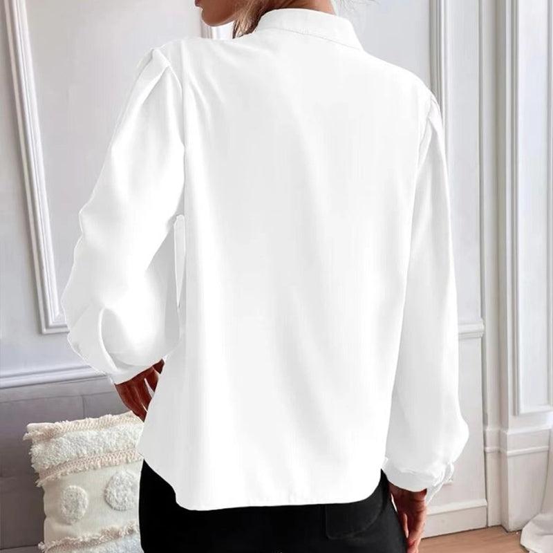 Chemise Boutonnée à Col Montant et Manches Longues