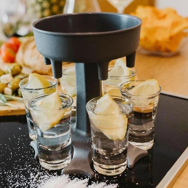 2 en 1 Distributeur et Support de Verre, 6 Coups