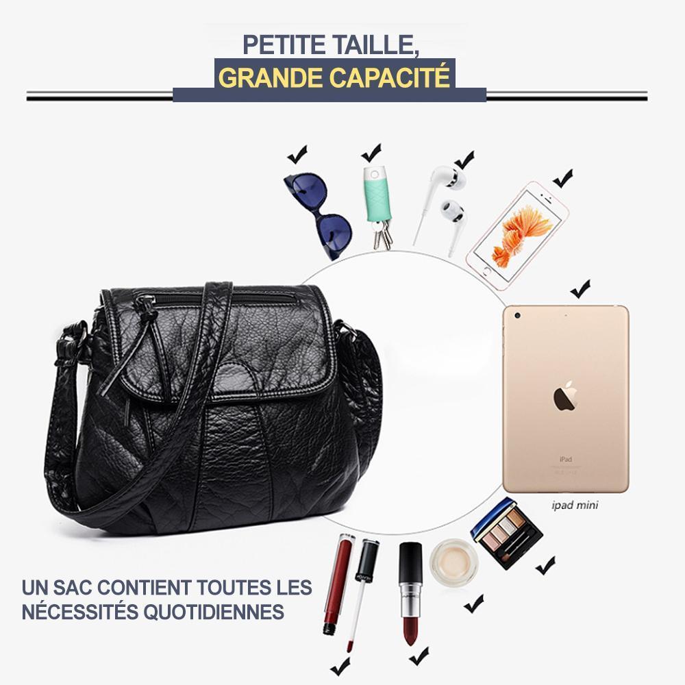 Femme Sac À Bandoulière Diagonale en Cuir Délavé