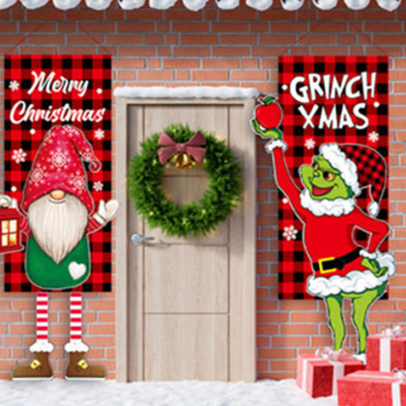 Décoration de Noël Drapeau de Jardin de Poupée Sans Visage Grinch Suspendu