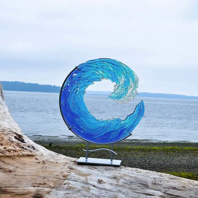 Sculpture En Verre Fusionné Ocean Wave