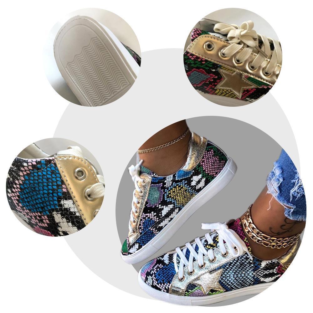 Chaussures de Tennis Imprimé Peau de Serpent